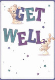 With infectious warmth, this get well card leaps to life through two charming figures-a fluffy teddy bear and a lively puppy-who balance and embrace oversized, brightly coloured 'Get Well' letters. Indigo and teal shades in the lettering brighten the soft, cream-toned background, evoking the natural harmony found by the Thames in Teddington. Scattered stars, pulsing in a spectrum of purples and blues, add a hint of local enchantment, as if passing along their own wishes for recovery and hope. The bear's illustrated fluff and the puppy's velvety ears look irresistibly touchable, conjuring the comforting texture of fresh bouquets delivered by attentive hands. This card radiates more than a message; it offers an emotional salve, perfect for sending genuine kindness and strength to loved ones recovering in Teddington, whether near Bushy Park, the vibrant High Street, or nestled in the welcoming corners that make this neighbourhood feel like home.